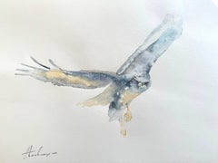 Eagle, Bird, Aquarell auf Papier, Handgefertigtes Gemälde, Unikat