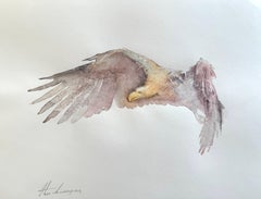 Vulture, oiseau, aquarelle sur papier, peinture faite à la main, unique en son genre