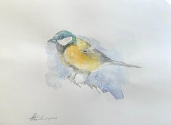 Great Tit, Bird, Watercolor on Paper, Handmade Painting, One of a Kind