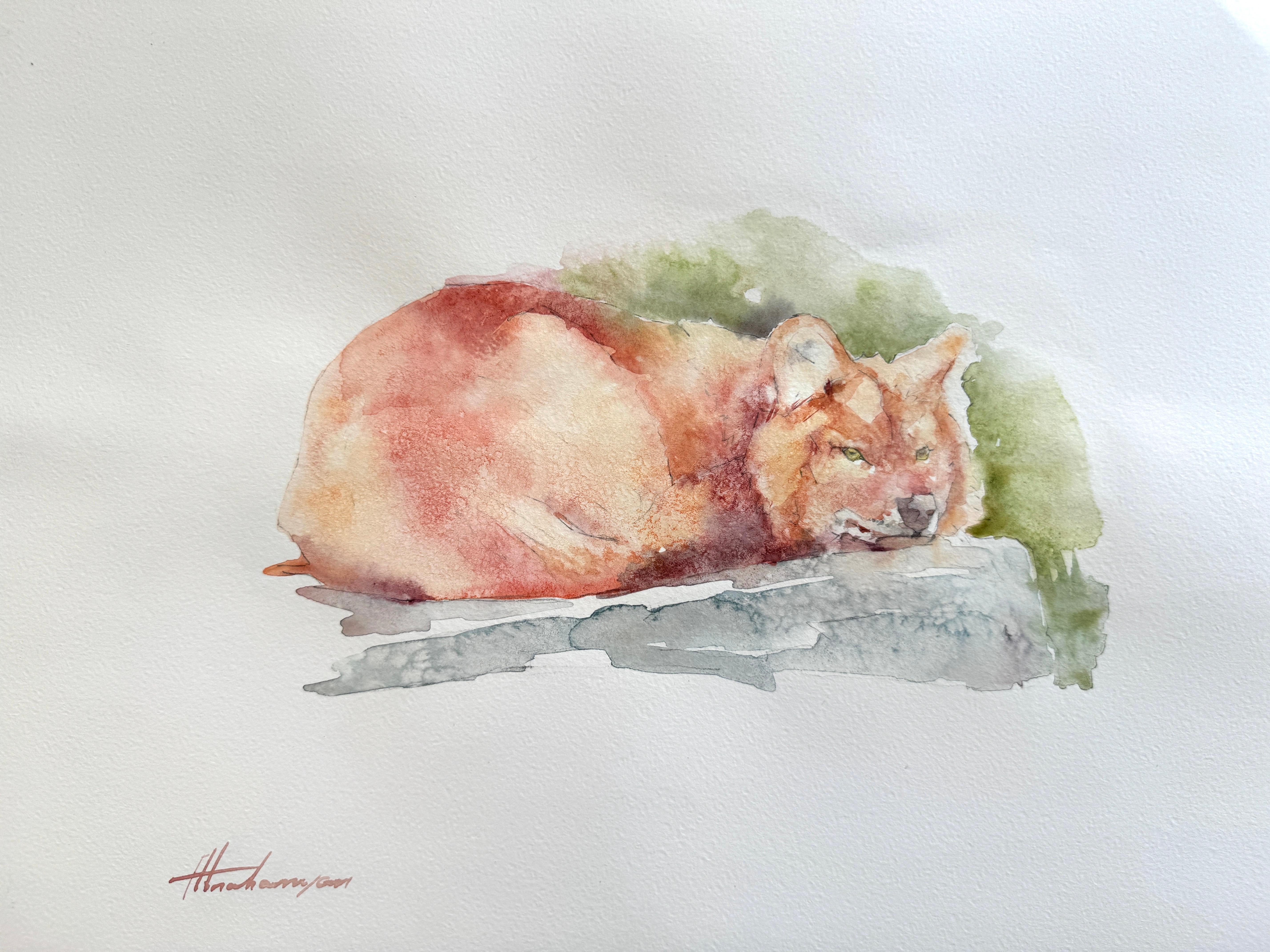 Fuchs, Tier,  Aquarell auf Papier, handgefertigtes Gemälde, Unikat, Unikat