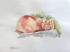 Fuchs, Tier,  Aquarell auf Papier, handgefertigtes Gemälde, Unikat, Unikat