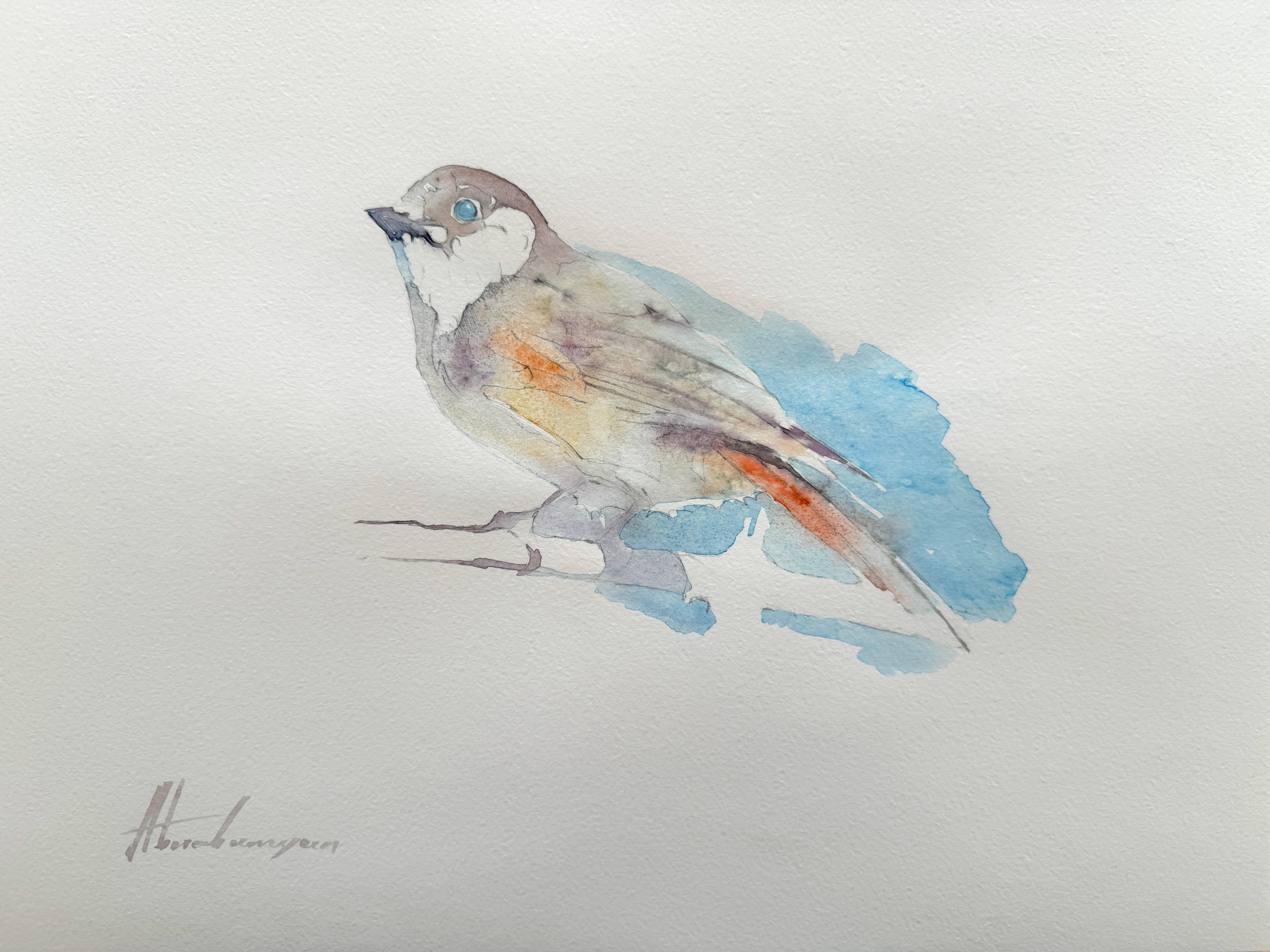 Artyom Abrahamyan Animal Art – Vogel-Aquarell auf Papier, handgefertigtes Gemälde, Unikat