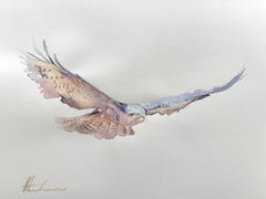 Pájaros halcón Acuarela sobre papel Pintura hecha a mano, Única en su especie