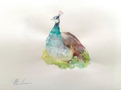 Peacock, Aquarell auf Papier, handgefertigtes Gemälde, einzigartig