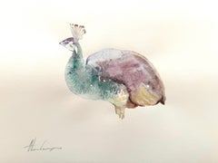 Paon Aquarelle sur papier Peinture faite à la main, unique en son genre