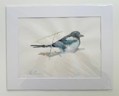 Magpie Bird Watercolor on Paper Handmade Painting, One of a Kind