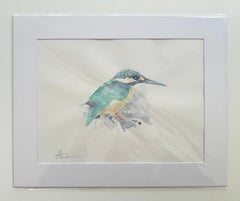 Oiseau Kingfisher Aquarelle sur papier Peinture artisanale, pièce unique