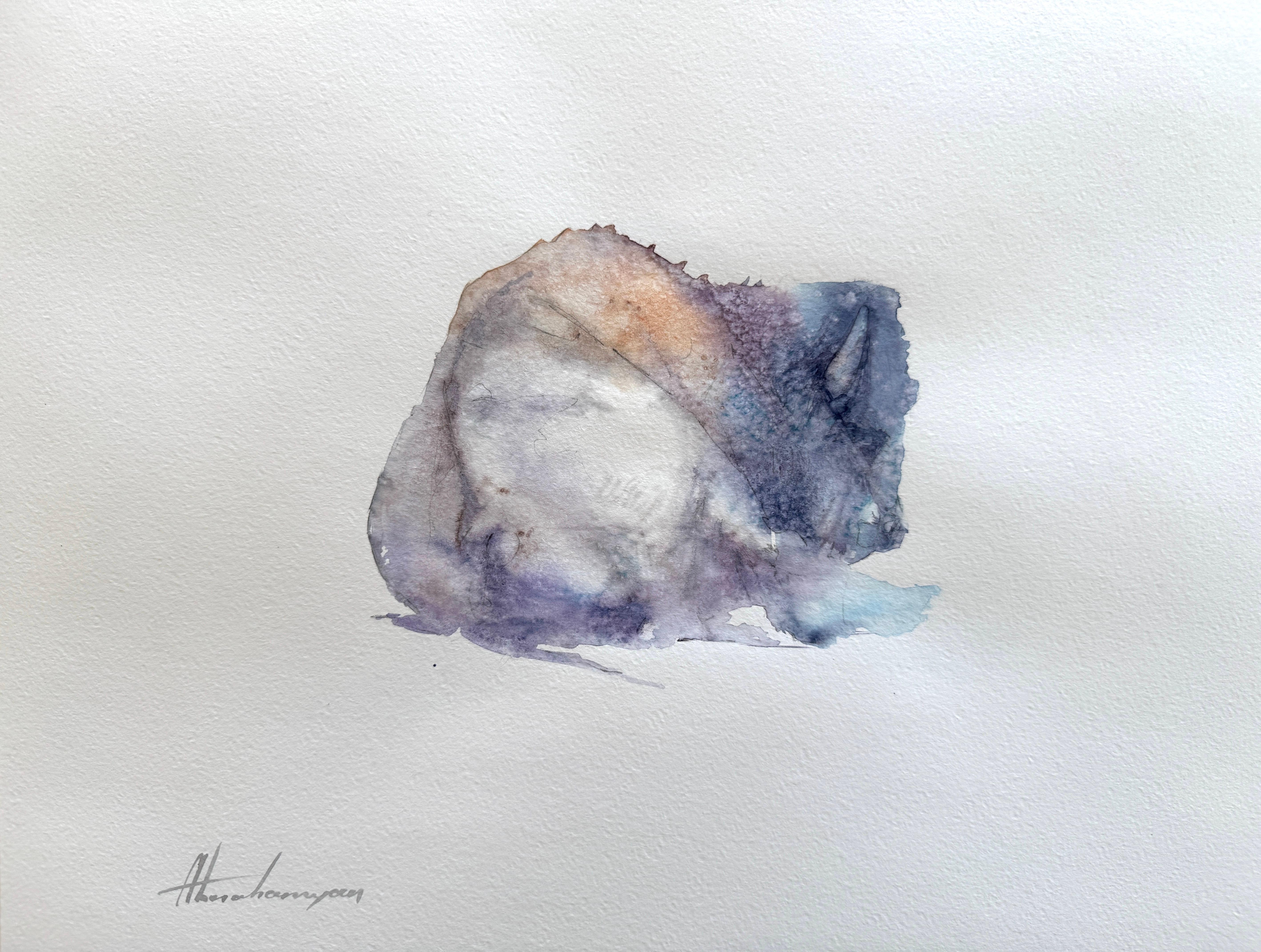 Animal Art di Artyom Abrahamyan - Bisonte Acquerello su carta dipinto a mano, unico nel suo genere