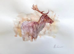 Cerf Animal Aquarelle sur papier Peinture faite à la main, Unique en son genre