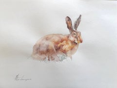 Hare Tier-Aquarell auf Papier, handgefertigtes Gemälde, Unikat