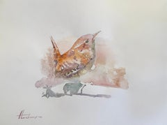 Vogel-Aquarell auf Papier, handgefertigtes Gemälde, Unikat