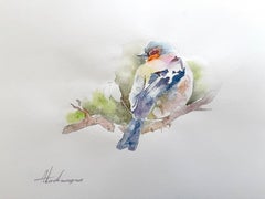 Gold Finch Bird Watercolor on Paper Handmade Painting, One of a Kind