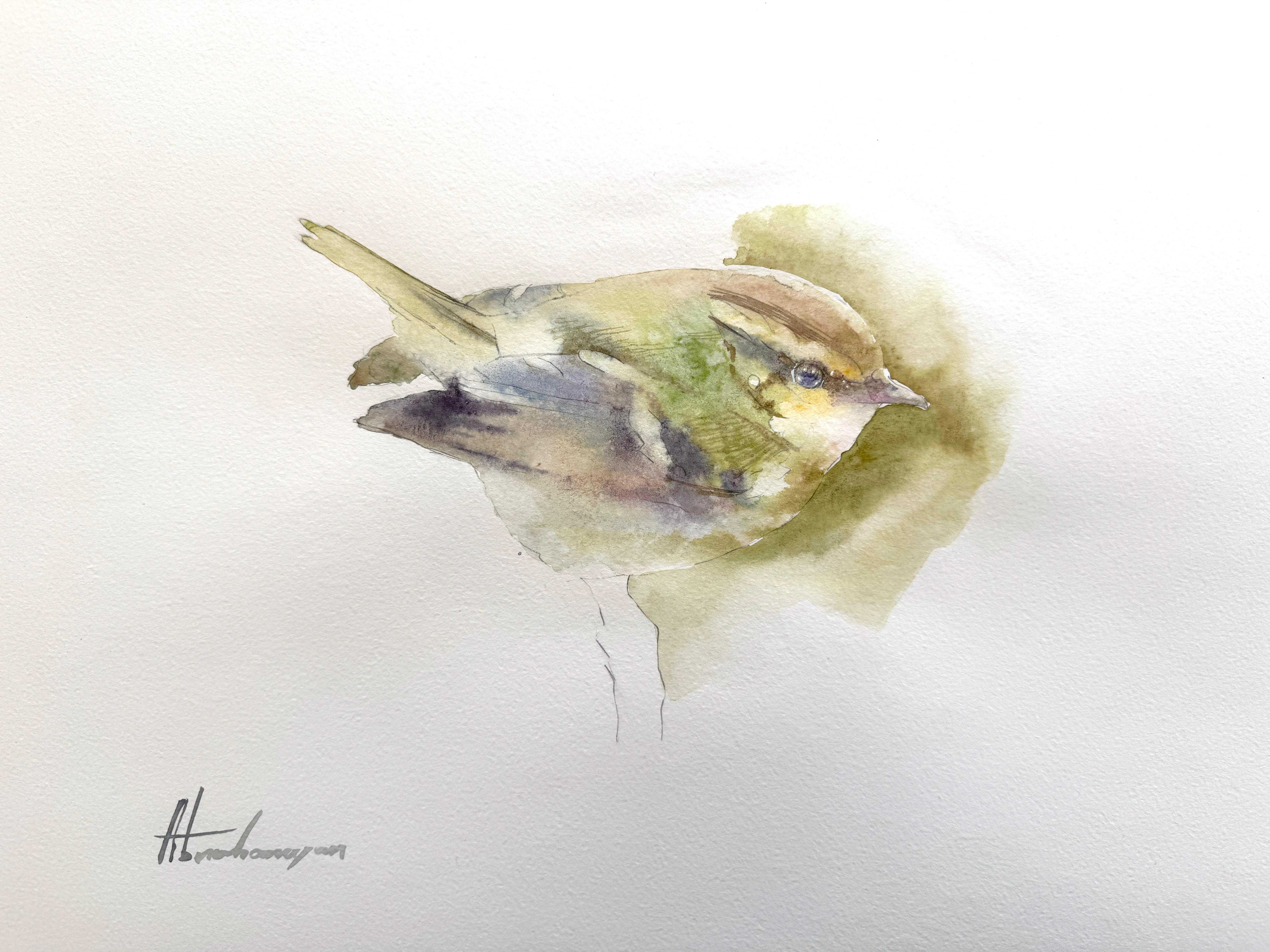 Wren Bird Watercolor on Paper Handmade Painting, One of a Kind