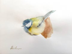 Great Tit Bird Watercolor on Paper Handmade Painting, One of a Kind