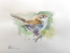 Oiseau troglodyte Aquarelle sur papier Peinture faite à la main, unique en son genre