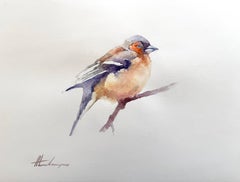 Gold Finch Bird Watercolor on Paper Handmade Painting, One of a Kind