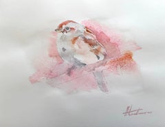 House Sparrow Bird Watercolor on Paper Handmade Painting, One of a Kind