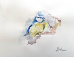 Mésange charbonnière Aquarelle sur papier Peinture faite à la main, unique en son genre