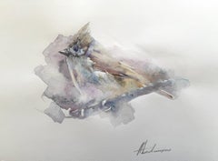 Mésange huppée Aquarelle sur papier Peinture faite à la main, unique en son genre