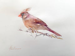 Kardinal Vogel, Aquarell auf Papier, handgefertigtes Gemälde, Unikat