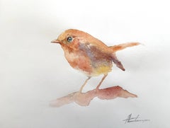 Oiseau troglodyte Aquarelle sur papier Peinture faite à la main, unique en son genre