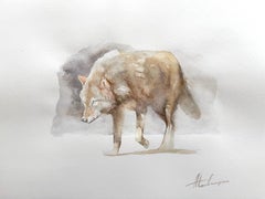 Wolf Animal Watercolor on Paper Handmade Painting, One of a Kind