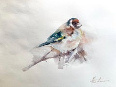 Chardonneret oiseau Aquarelle sur papier Peinture faite à la main, unique en son genre