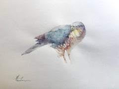 Spargelfledermaus-Vogel-Aquarell auf Papier Handgefertigtes Gemälde, Unikat