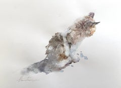 Katze Tier Aquarell auf Papier Handgemachte Malerei, One of a Kind