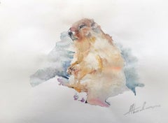 Beaver Animal Watercolor on Paper Handmade Painting, One of a Kind