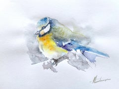 Great Tit Bird Watercolor on Paper Handmade Painting, One of a Kind