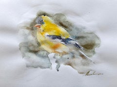 Goldfinch Bird Watercolor on Paper Handmade Painting, One of a Kind
