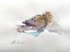 Pigeon Bird Watercolor on Paper Handmade Painting, One of a Kind
