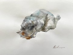 Eating Cat Animal Watercolor on Paper Handmade Painting, One of a Kind