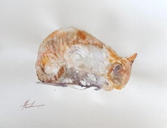 Katze Tier Aquarell auf Papier Handgemachte Malerei, One of a Kind