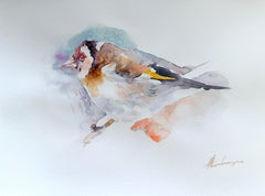 Goldfinch Bird Watercolor on Paper Handmade Painting, One of a Kind