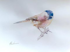 Pájaro carbonero Acuarela sobre papel Pintura hecha a mano, Única en su especie