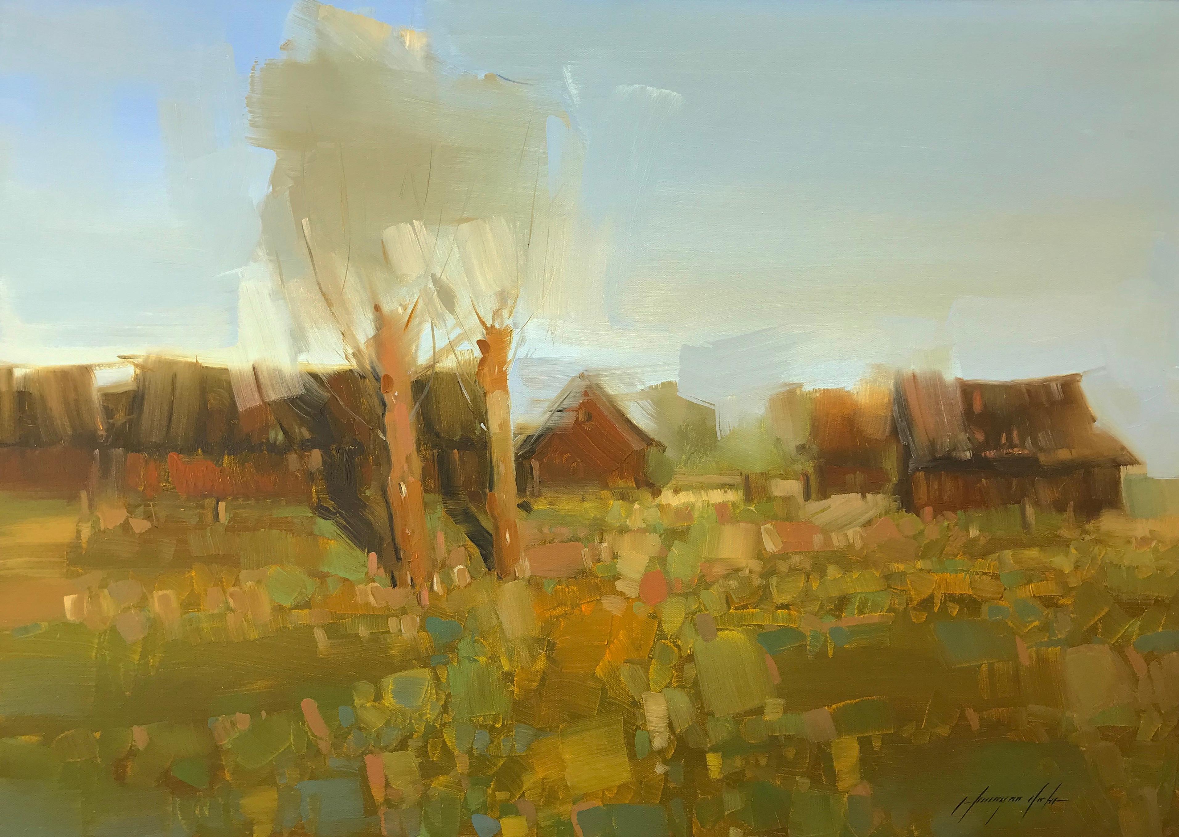 Landscape Painting di Vahe Yeremyan - Villaggio, paesaggio Pittura ad olio, Impressionismo Pezzo unico, pronto da appendere