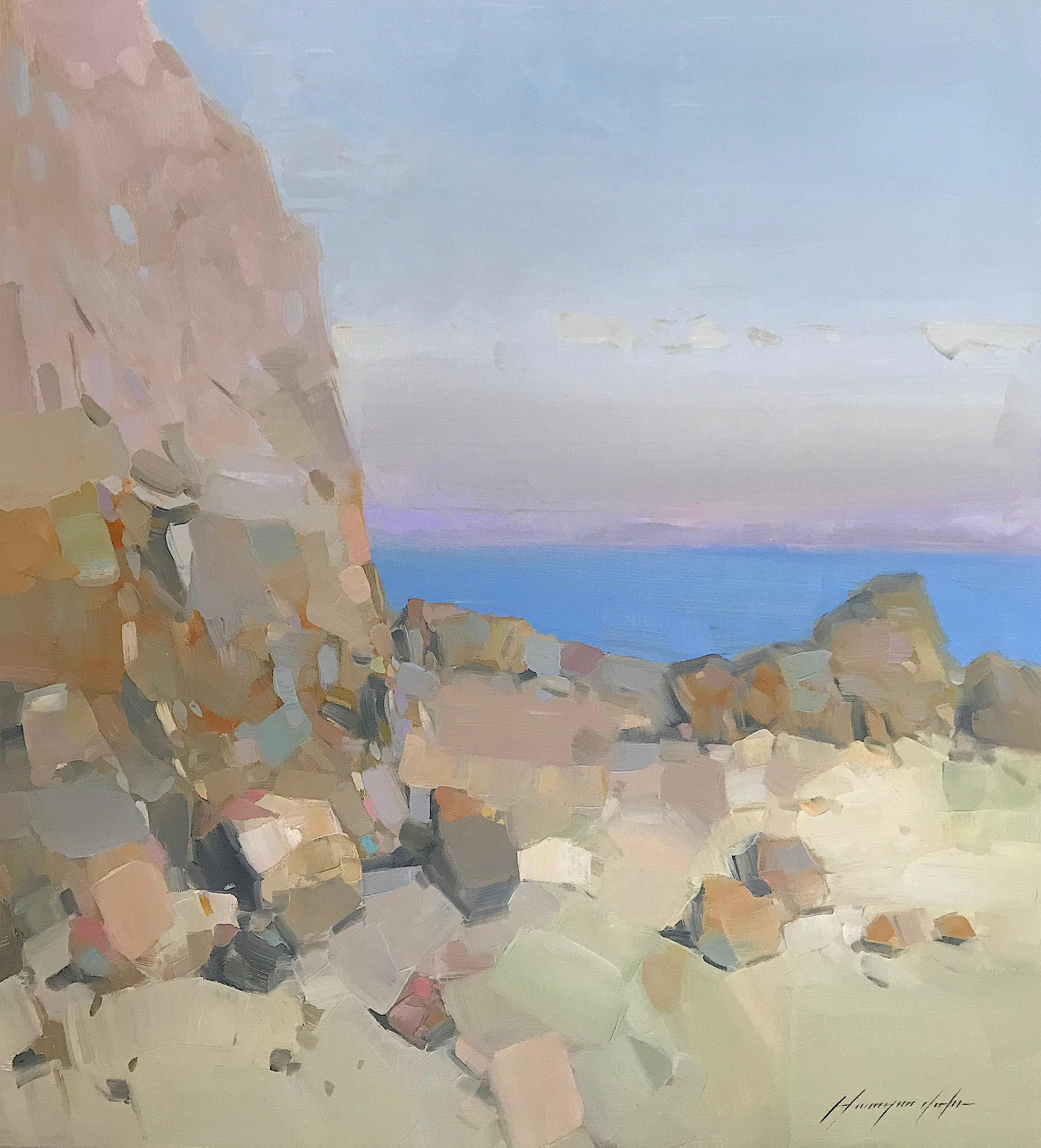 Cliffs, Original oil painting, seascape, impressionism, ready to hang