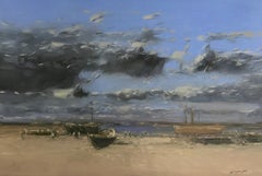 Harbor after Rain, Seascape oil Painting, one of a kind, ready to hang