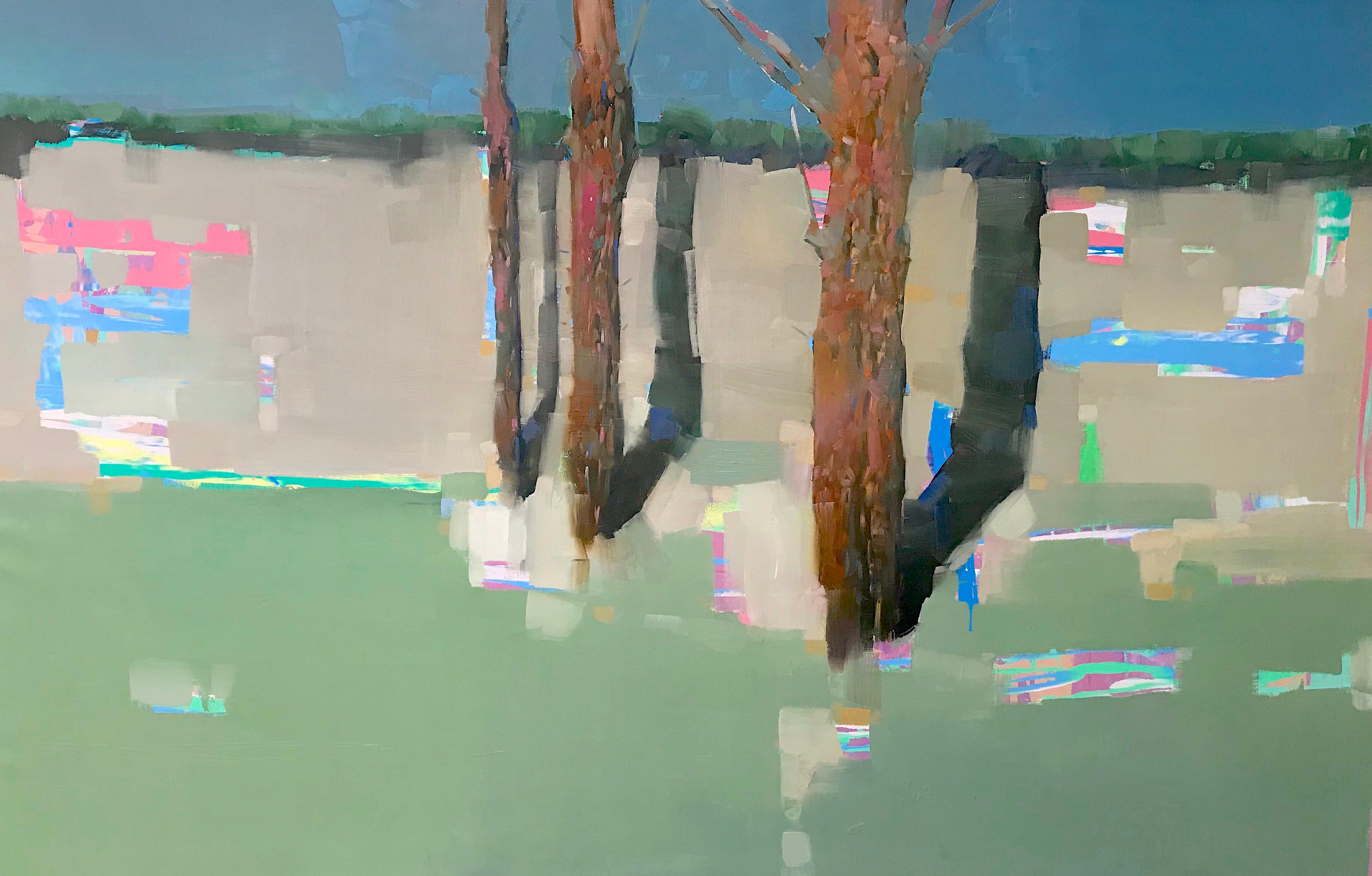 Landscape Painting di Vahe Yeremyan - Alberi d'ombra, pittura ad olio di paesaggio, grande formato pronto da appendere