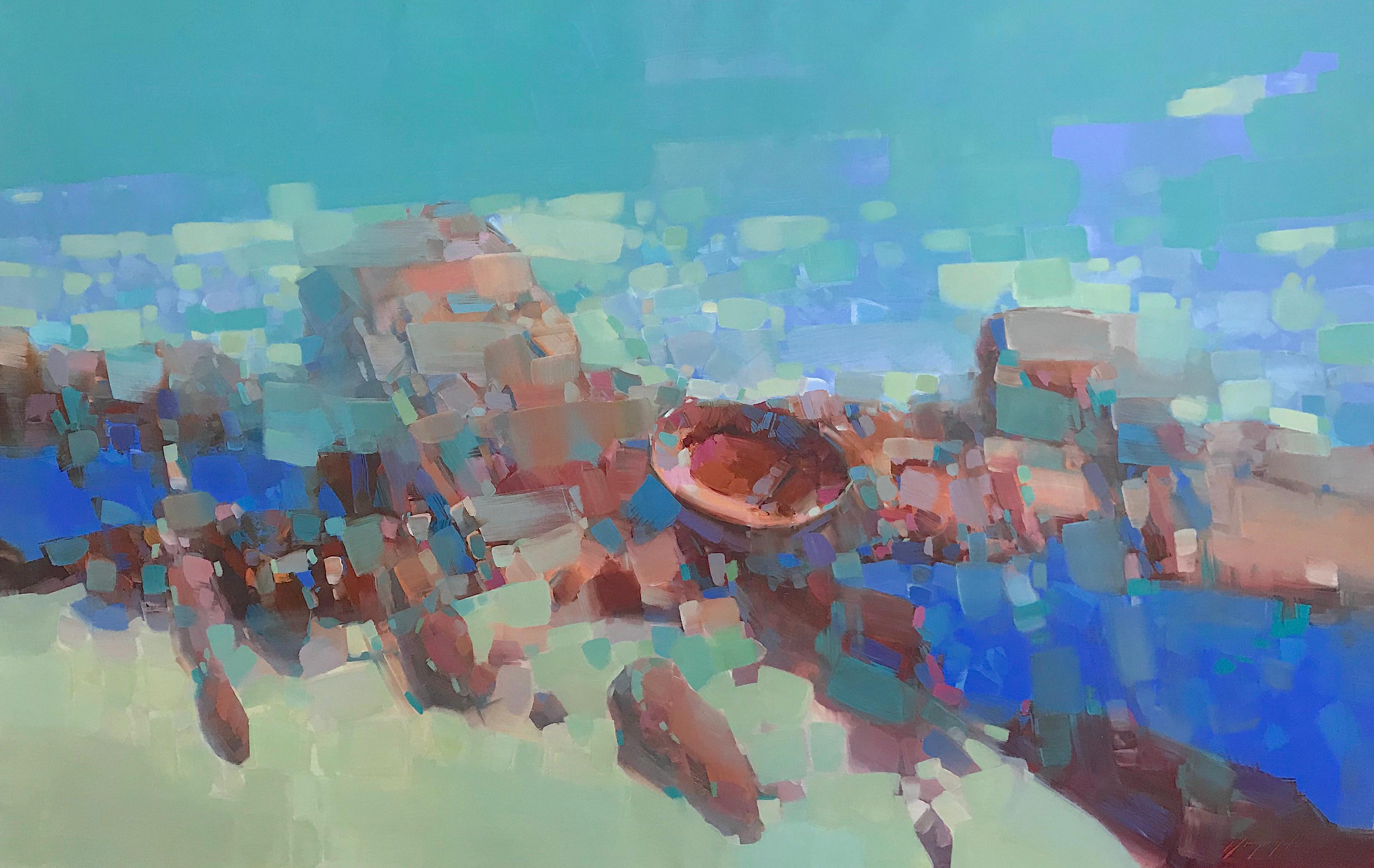 Landscape Painting de Vahe Yeremyan - Acantilados, Paisaje marino óleo, gran formato, Impresionismo único