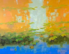 Waterlilies in Fall, Oil on Canvas, One of a kind