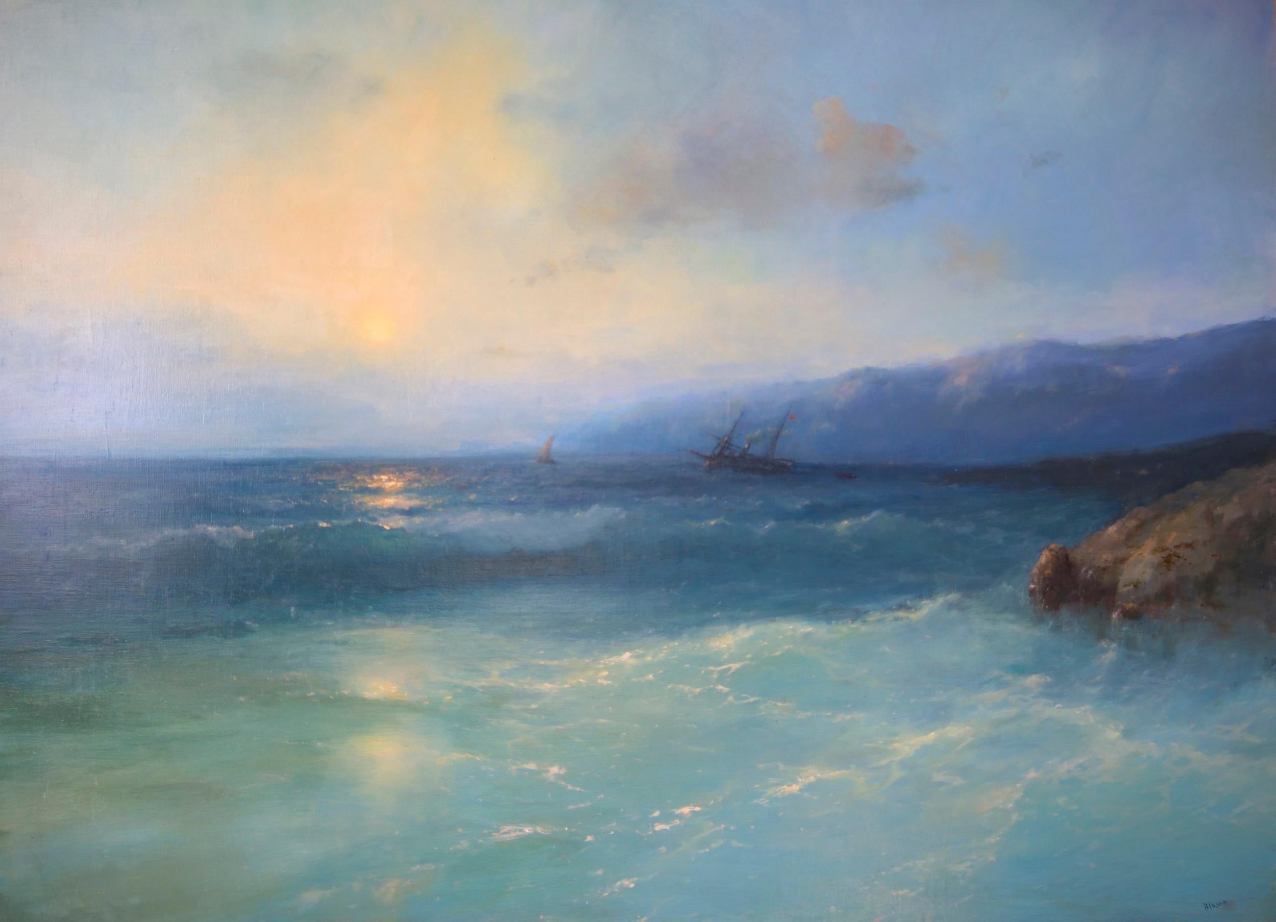 Karen Darbinyan Landscape Painting - Ocean in Cobalt