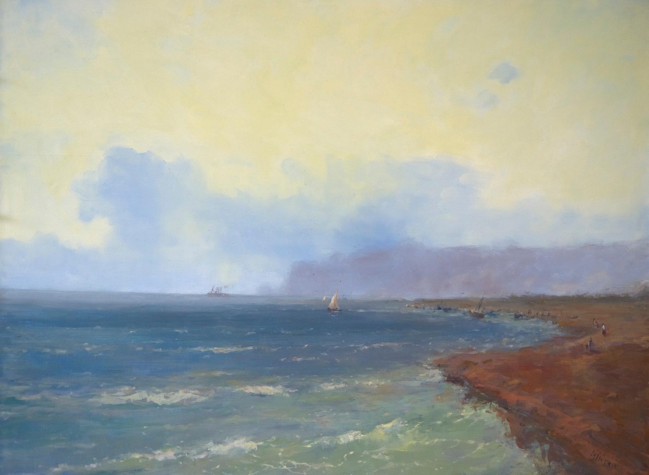 Karen Darbinyan Landscape Painting - South Coast, Seascape original oil painting, one of a kind, framed