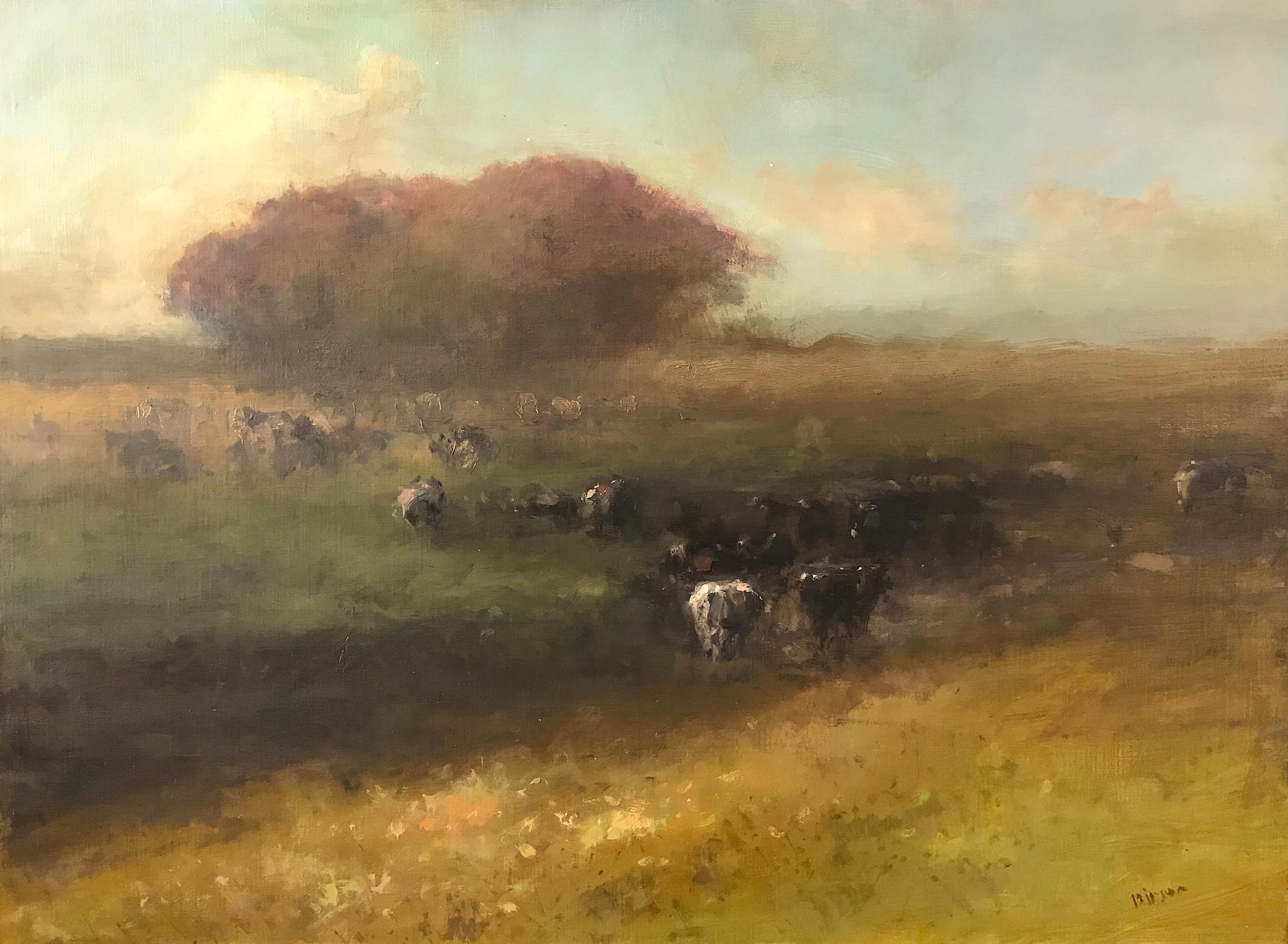 Karen Darbinyan Landscape Painting - Cows in the Meadow