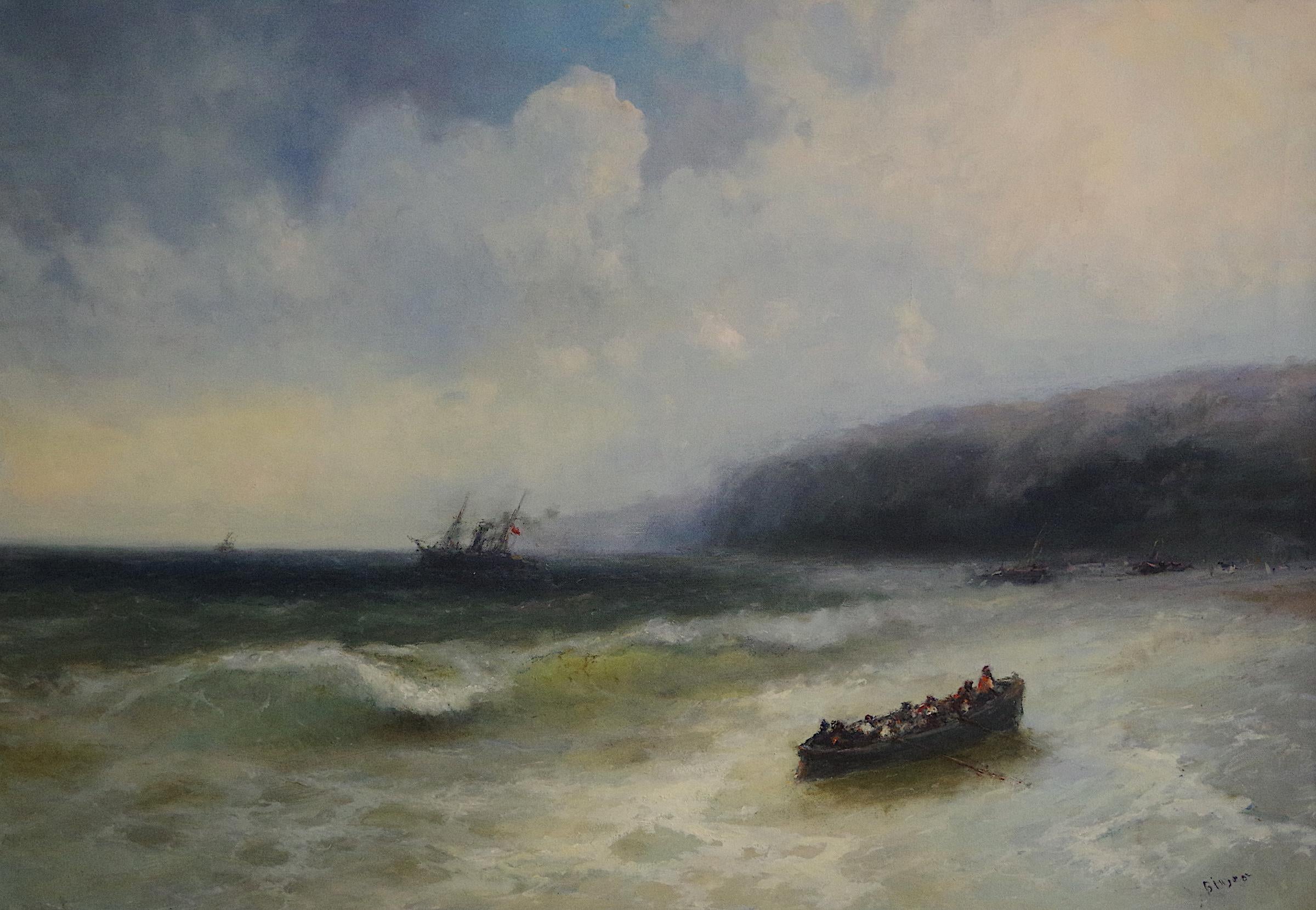 Karen Darbinyan Landscape Painting - Boat on the Ocean