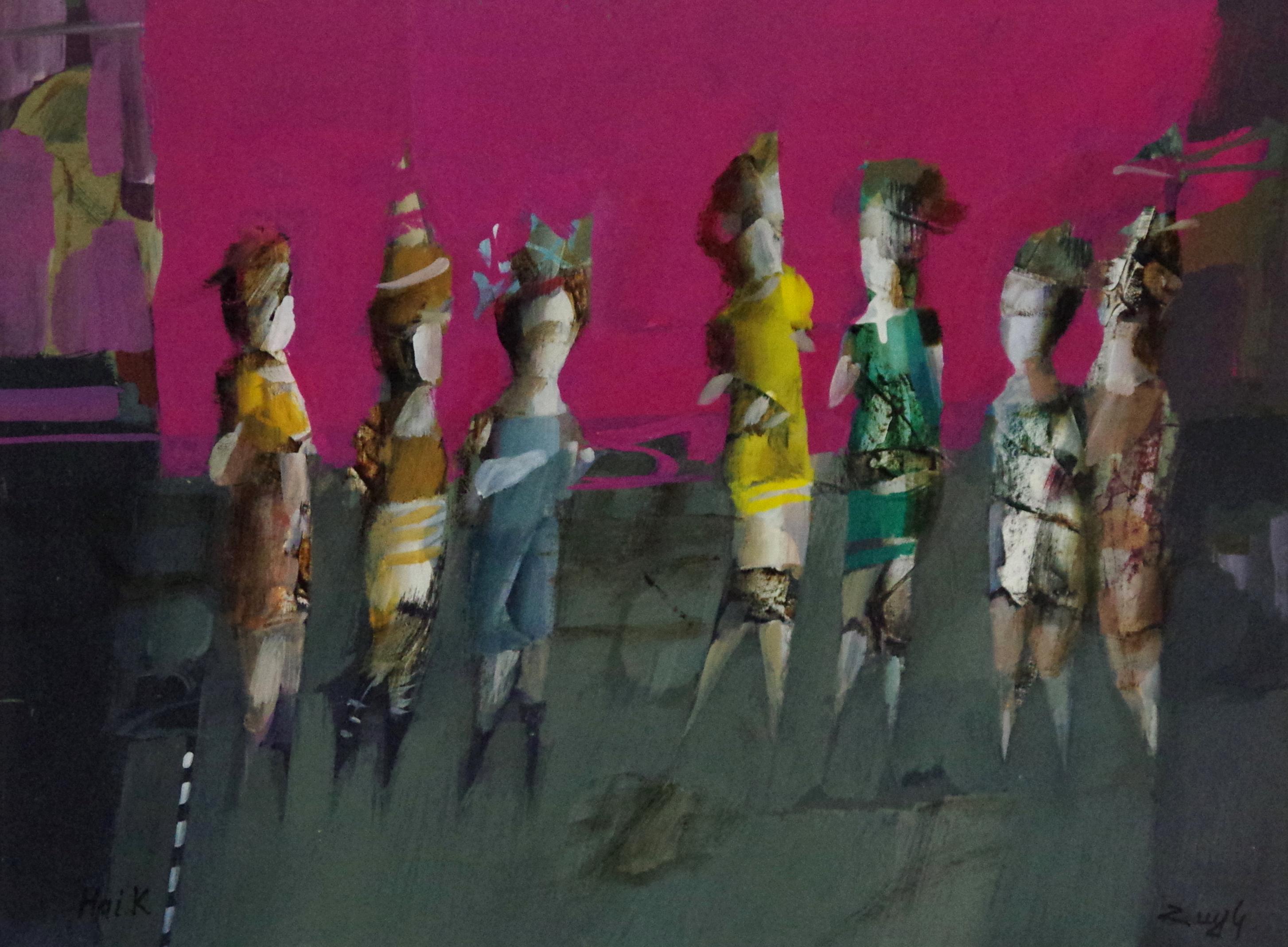 Show Girls, Abstract Figurative, Original oil Painting