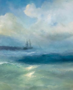 Ocean Breeze Large Seascape Oil Painting, Handmade Artwork