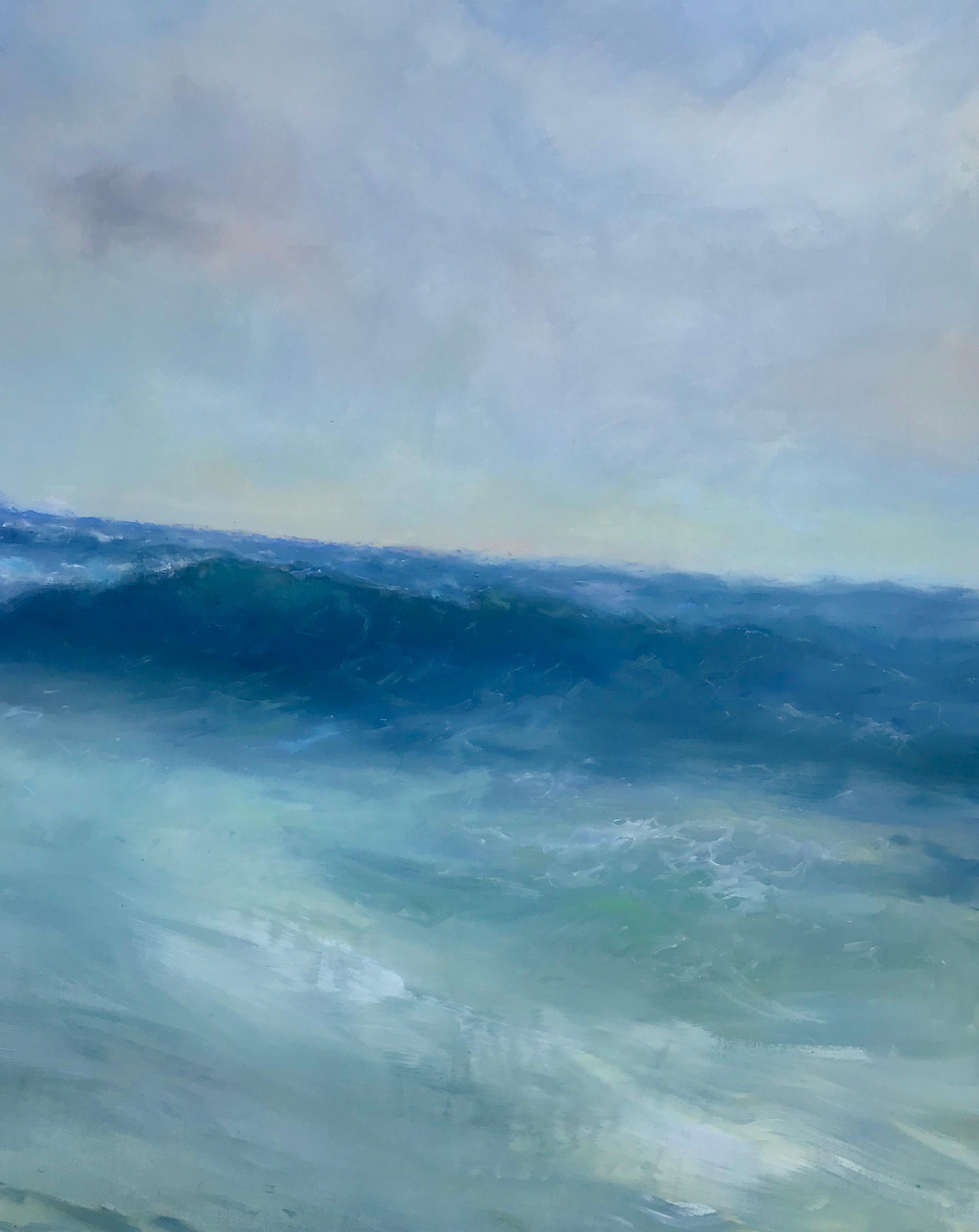 Seashore, Original oil Painting, Ready to hang - Blue Landscape Painting by Karen Darbinyan